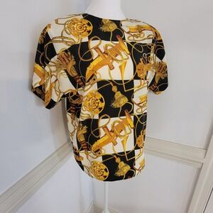 Vintage 90s Renaissance Sportswear Baroque Equestrian Blouse USA Women's Large